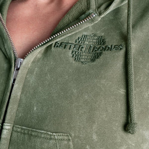 Better Bodies Acid Crop SL Hood , Acid washed green