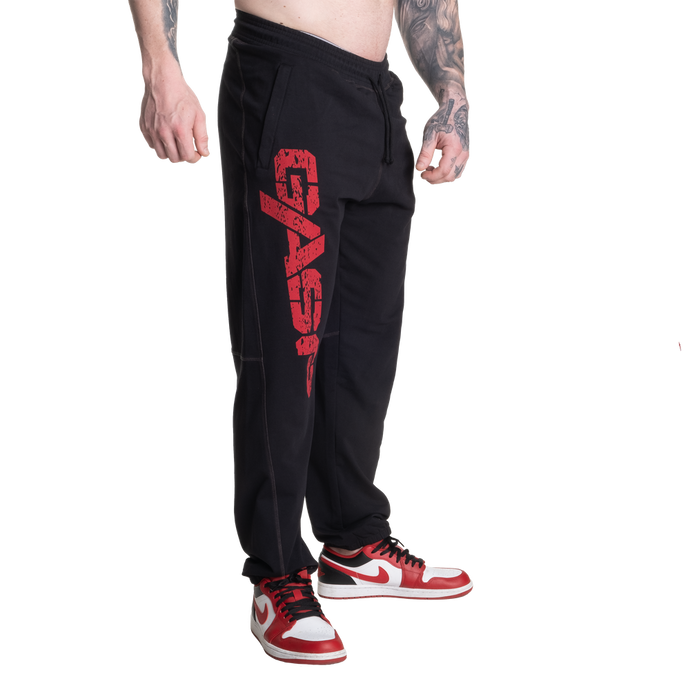 Gasp Vintage Sweat Pants Black/Red Long length