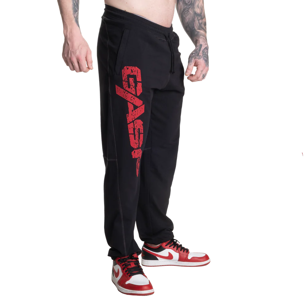 Gasp Vintage Sweat Pants Black/Red Regural length