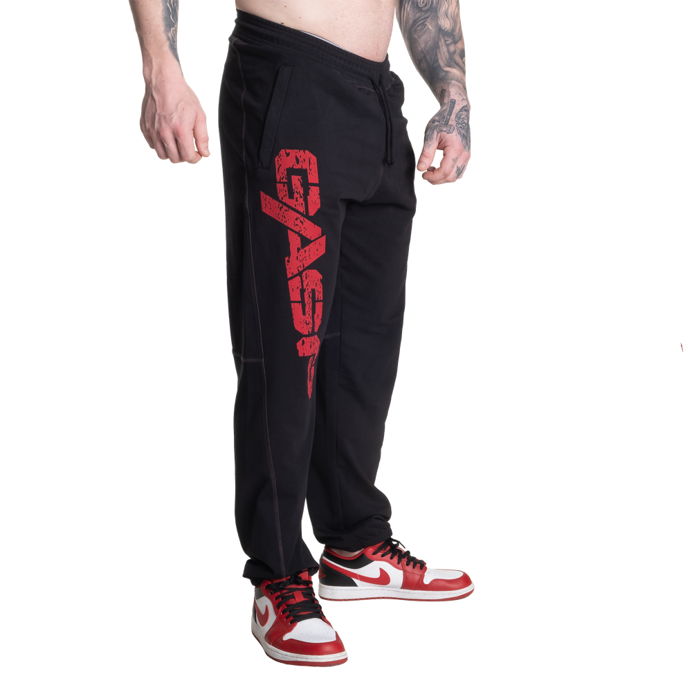 Gasp Vintage Sweat Pants Black/Red Long length