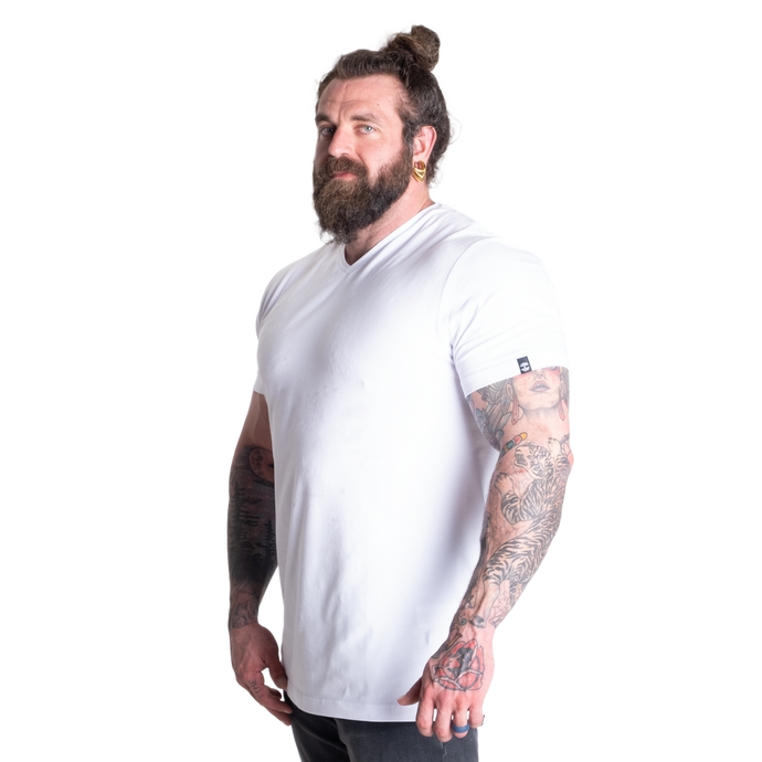 Better Bodies Standard Tee, V-Neck Tapered Tee, White