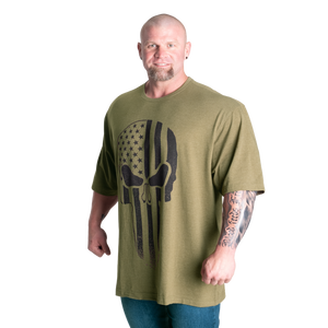 Gasp Skull Division Iron Tee, Army Green Melange