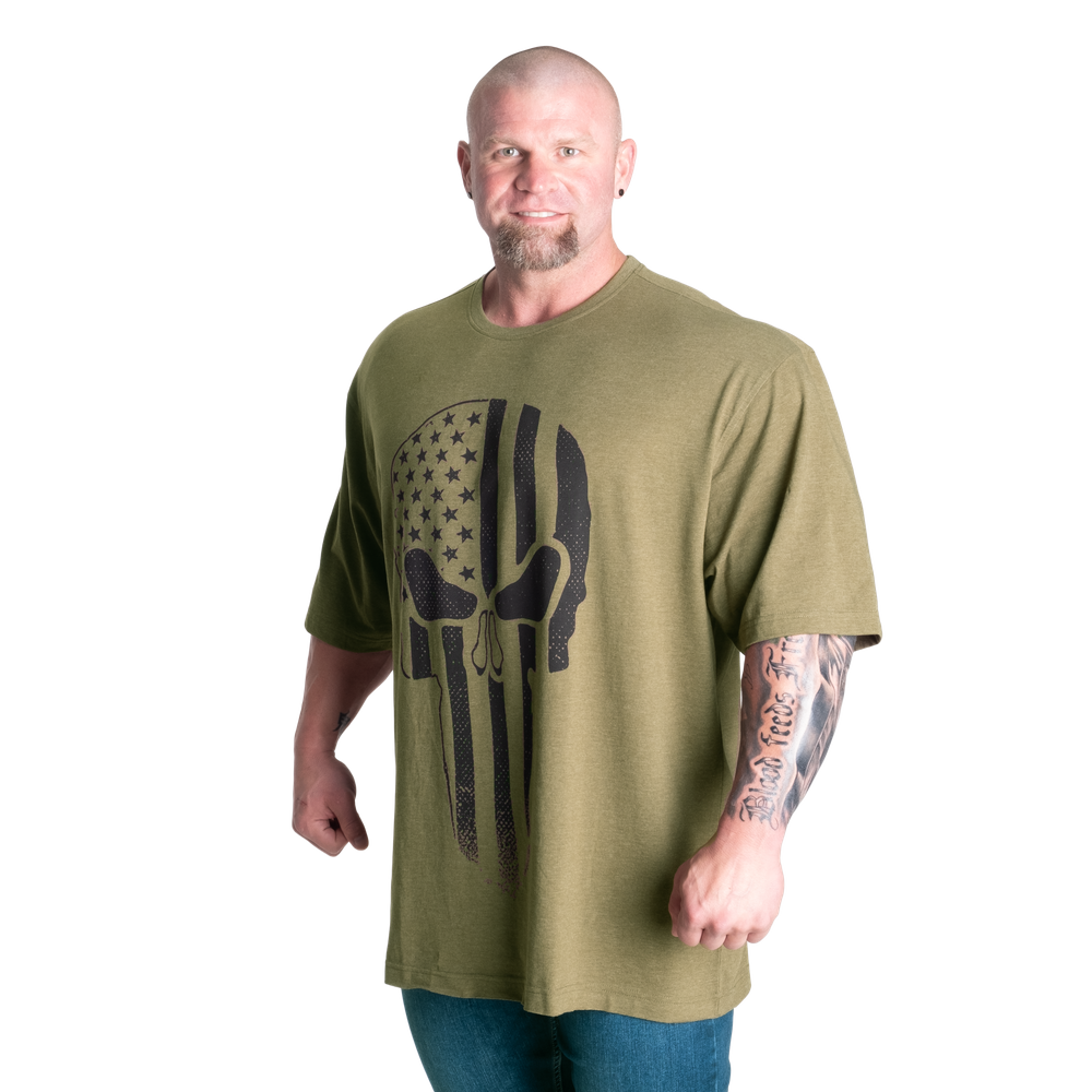 Gasp Skull Division Iron Tee, Army Green Melange