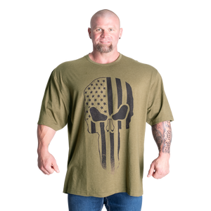 Gasp Skull Division Iron Tee, Army Green Melange