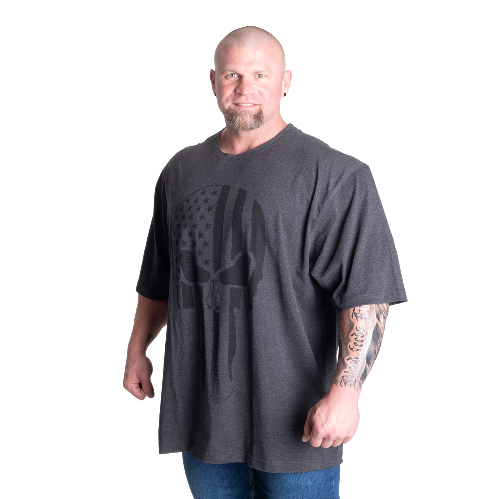 Gasp Skull Division Iron Tee, Dark Grey Melange