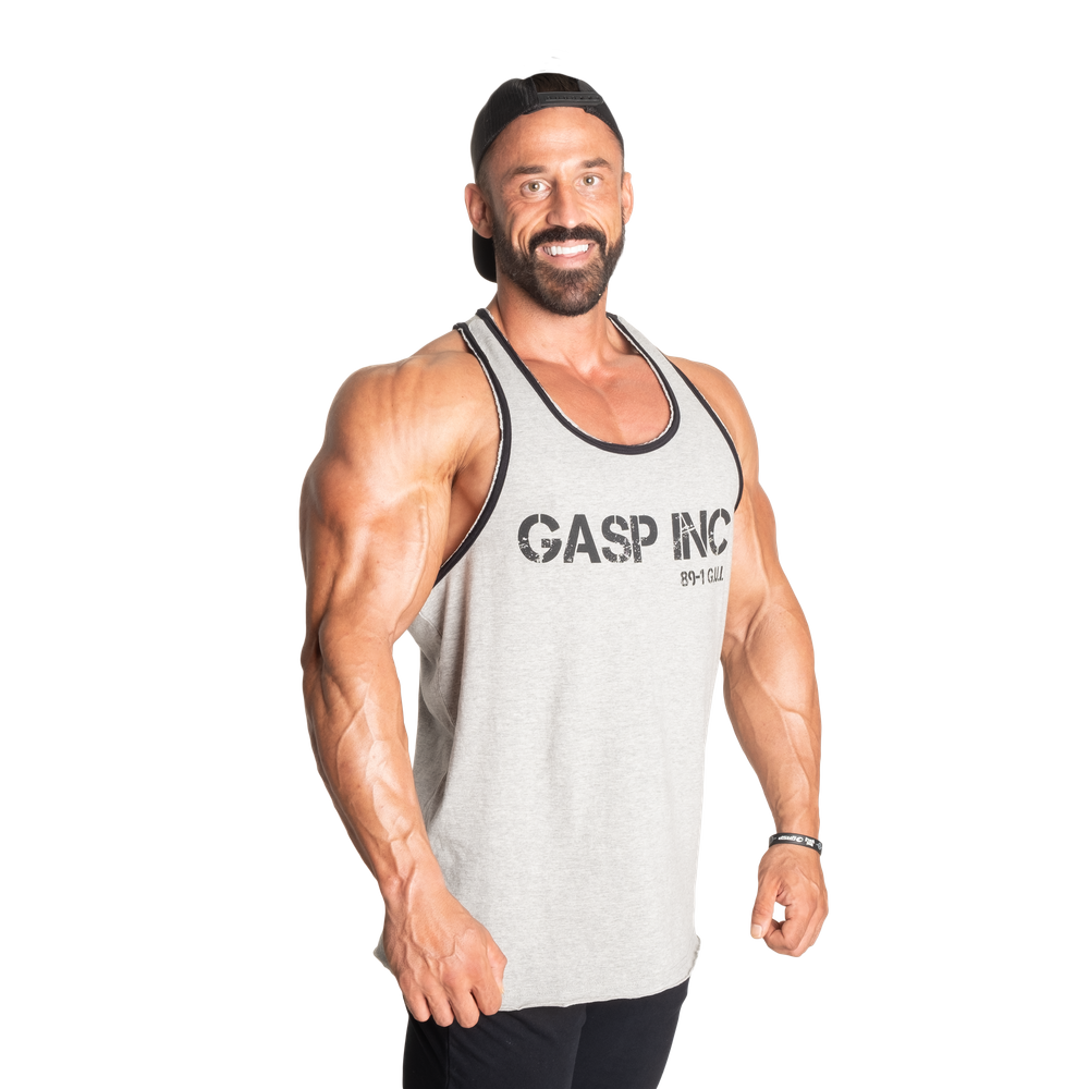 Gasp Division jersey tank, Greymelange/Black