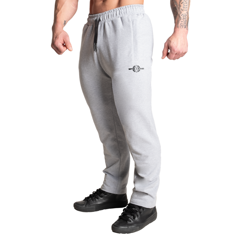 Better Bodies Original Standard Sweatpants, Light Grey Melange Long Length