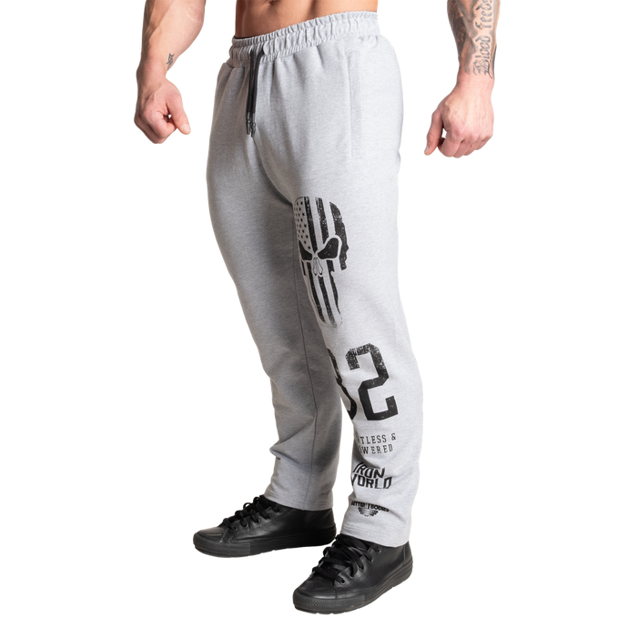 Better Bodies Graphic Standard Sweatpants, Light Grey Melange Regural Length