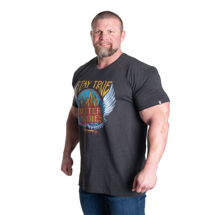 Better Bodies Stay True Wings Tee, Dark Grey Melange