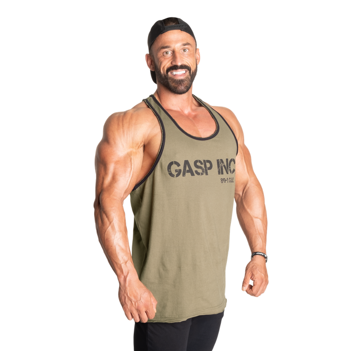 Gasp Division jersey tank, Washed Green