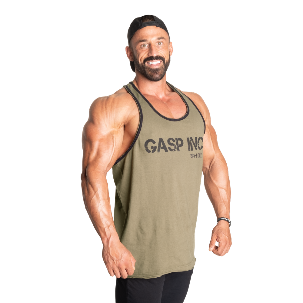 Gasp Division jersey tank, Washed Green