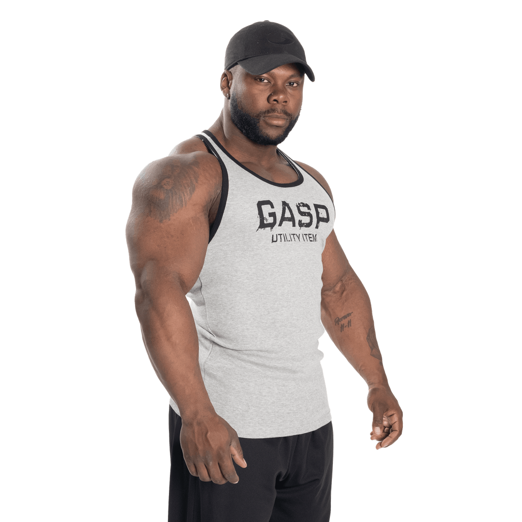 Gasp Ribbed T-Back Grey Melange