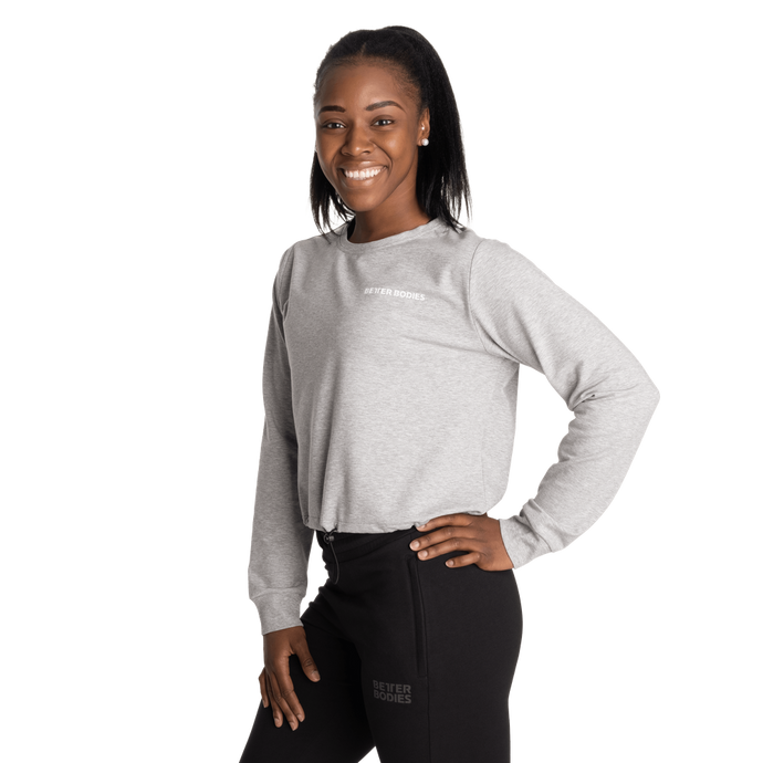 Better Bodies Empire Cropped Crew,Light Grey Melange