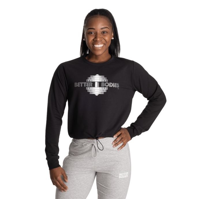 Better Bodies Empire Cropped Printed Crew, Black