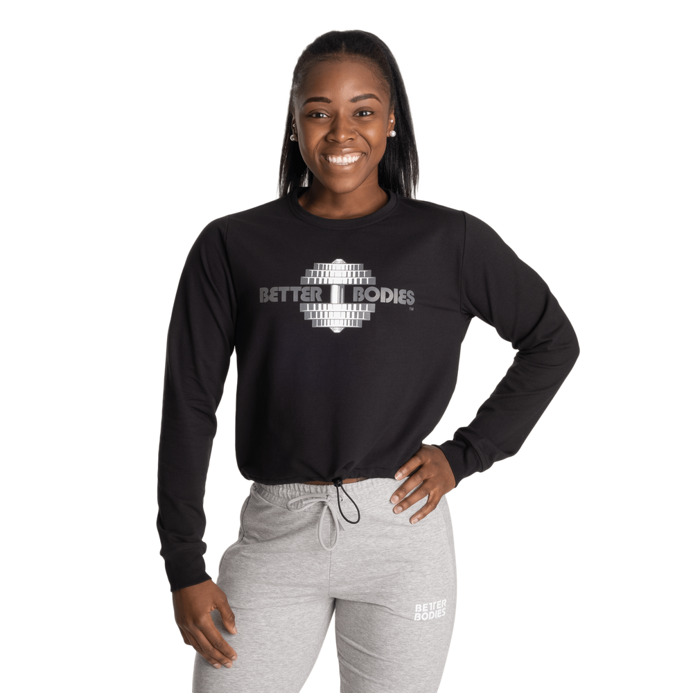 Better Bodies Empire Cropped Printed Crew, Black