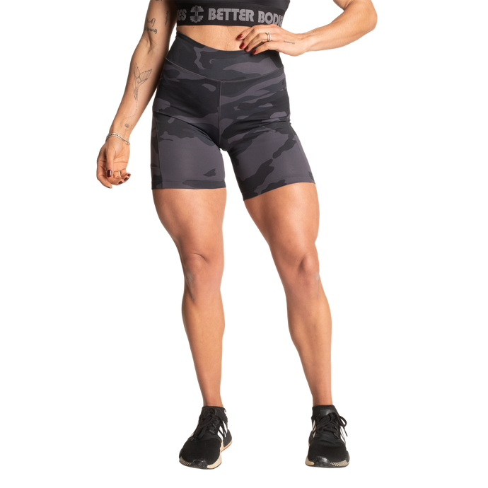 Better Bodies High Waist Shorts, Dark Camo