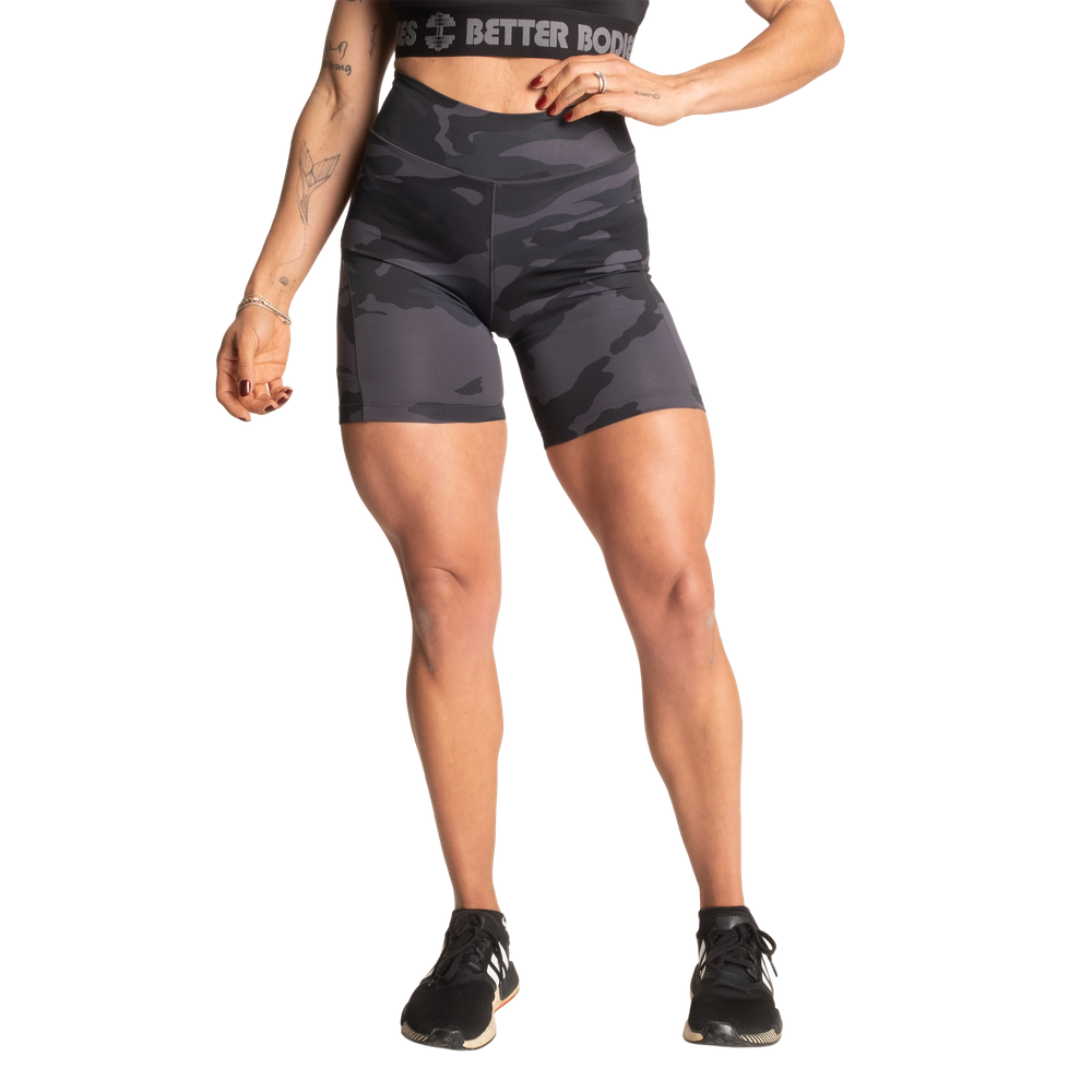 Better Bodies High Waist Shorts, Dark Camo