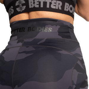 Better Bodies High Waist Shorts, Dark Camo