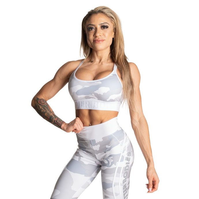 Better Bodies Gym Sports Bra, White Camo