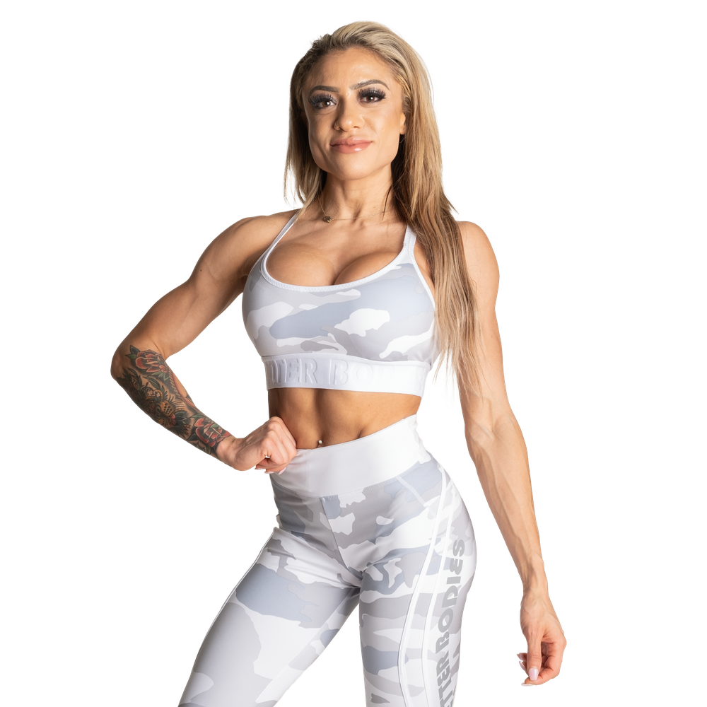 Better Bodies Gym Sports Bra, White Camo