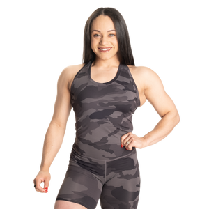 Better Bodies Core Crop T-back, Charcoal Camo