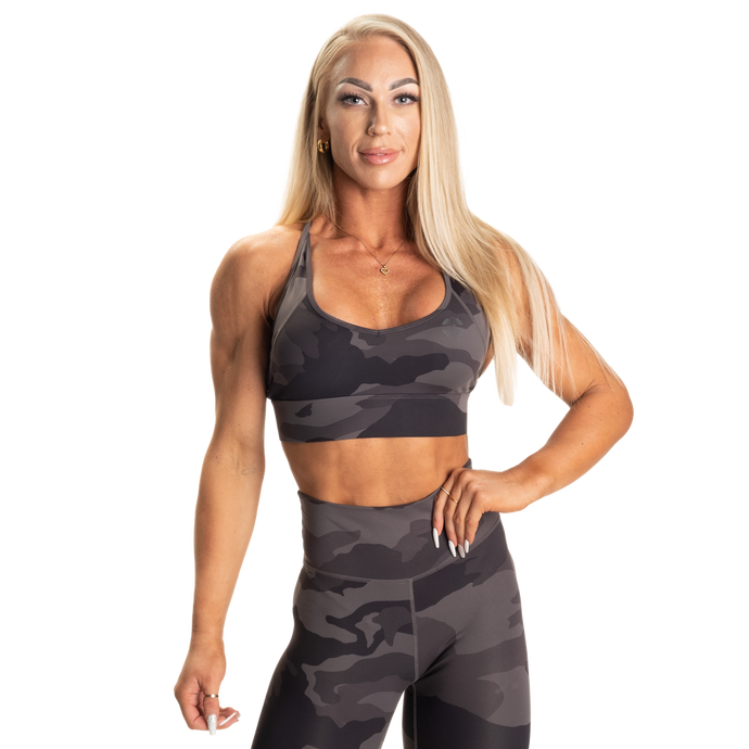 Better Bodies Core Sports Bra, Charcoal Camo