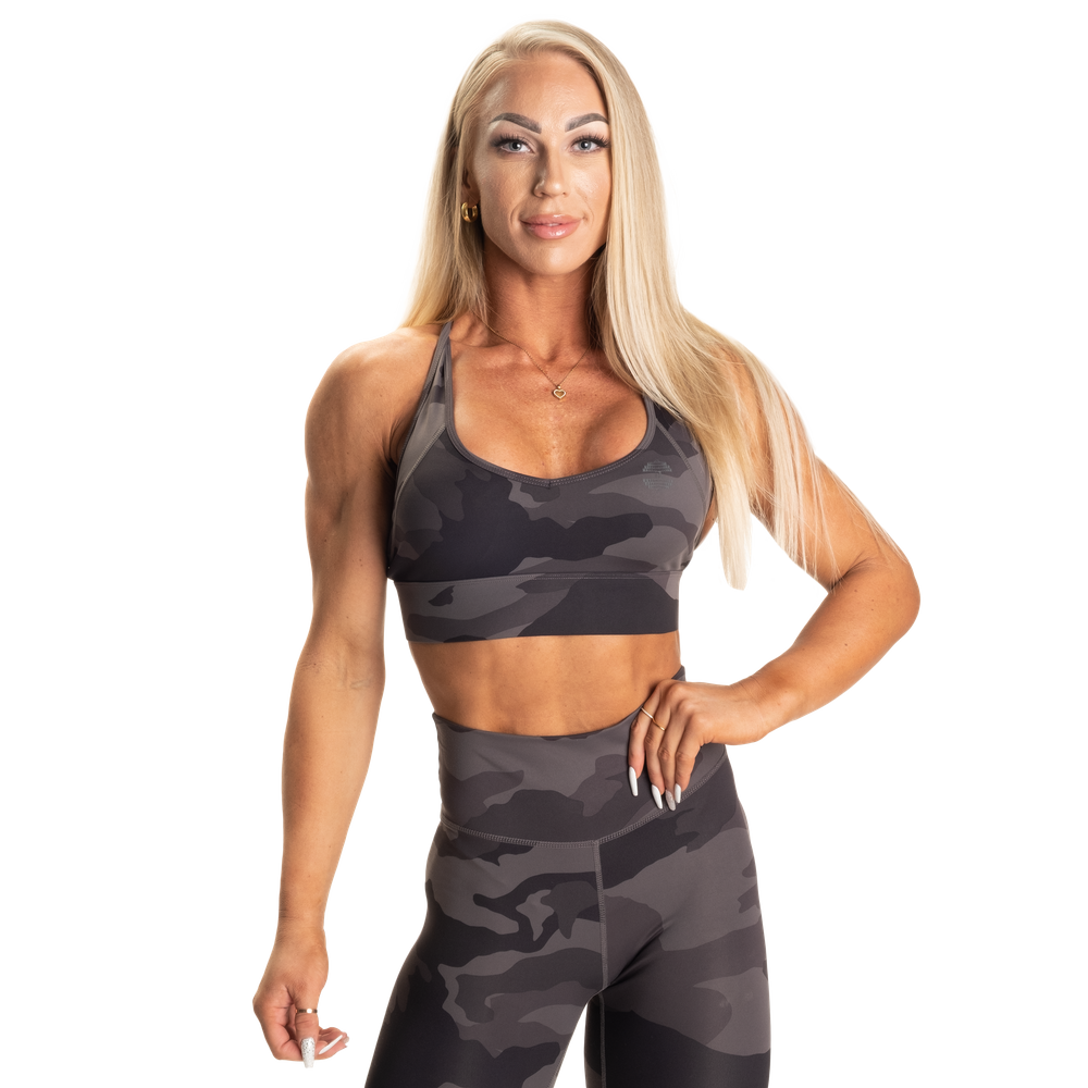 Better Bodies Core Sports Bra, Charcoal Camo