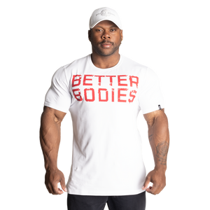 Better Bodies Basic Tapered Tee, White/red