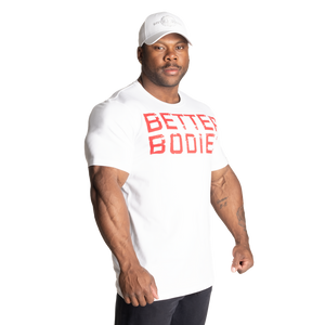 Better Bodies Basic Tapered Tee, White/red