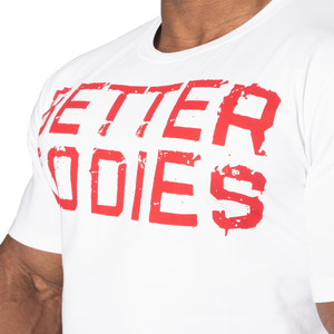 Better Bodies Basic Tapered Tee, White/red